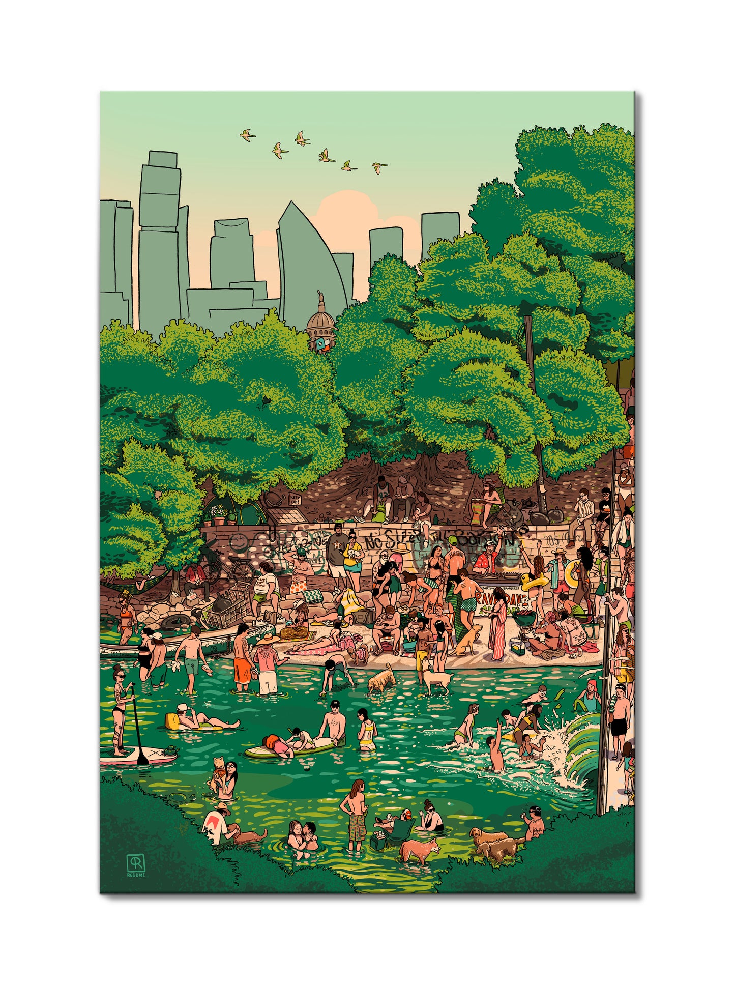 Barton Springs Canvas Triptych