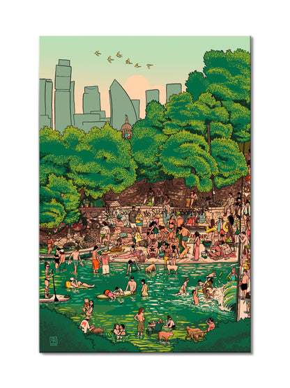 Barton Springs Canvas Triptych
