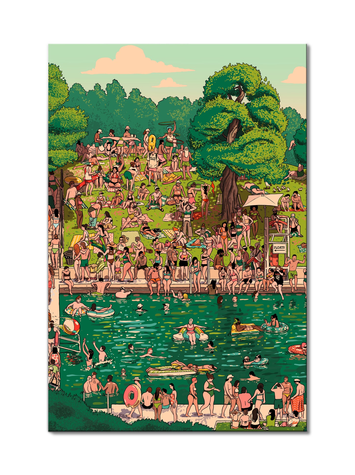 Barton Springs Canvas Triptych