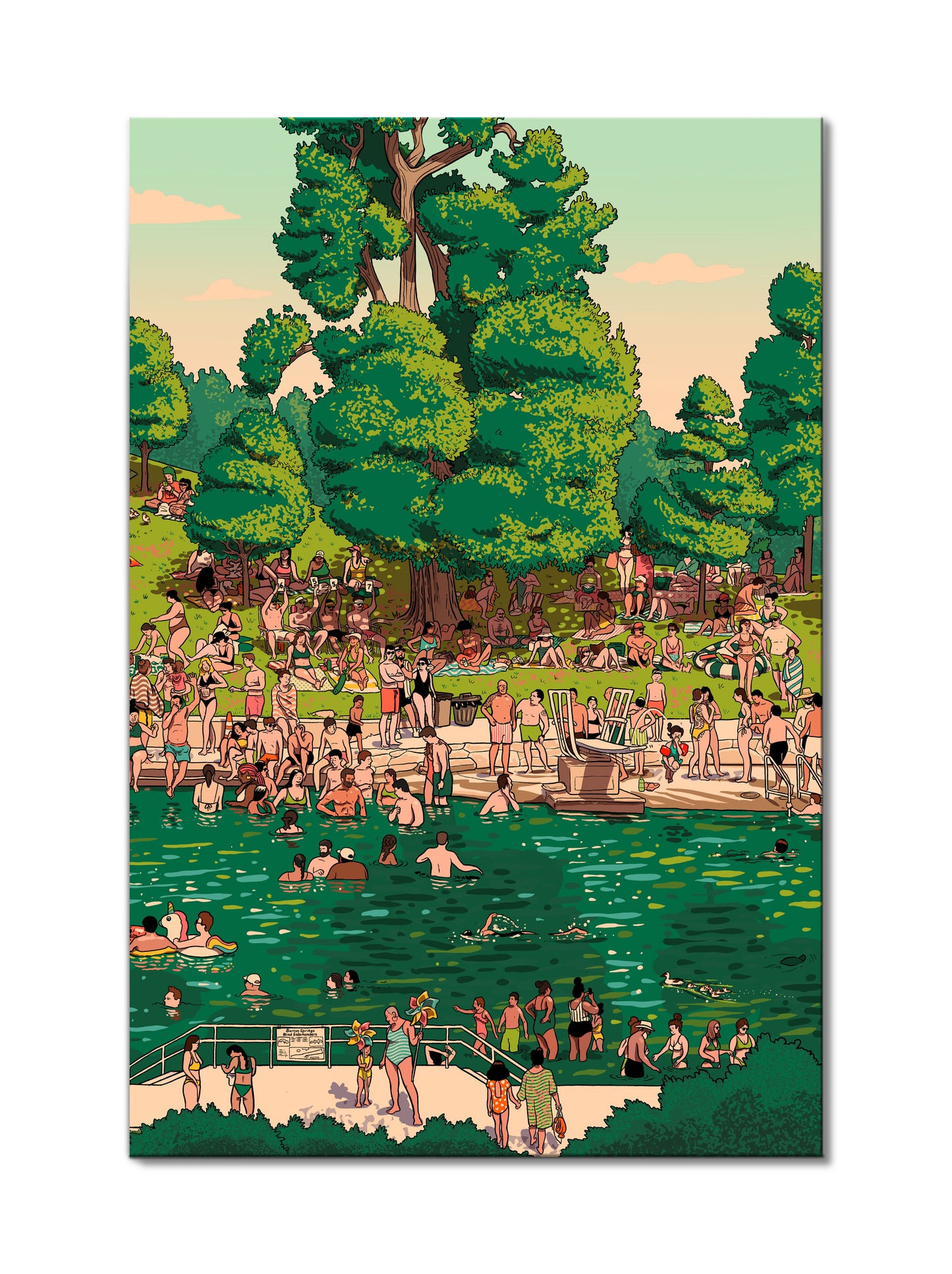 Barton Springs Canvas Triptych