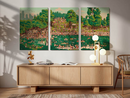 Barton Springs Canvas Triptych