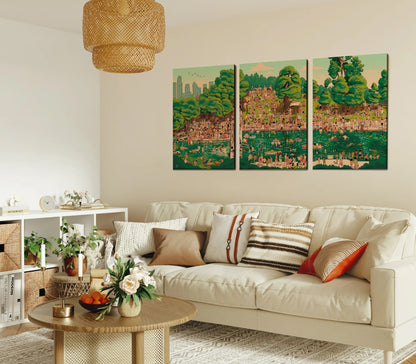 Barton Springs Canvas Triptych